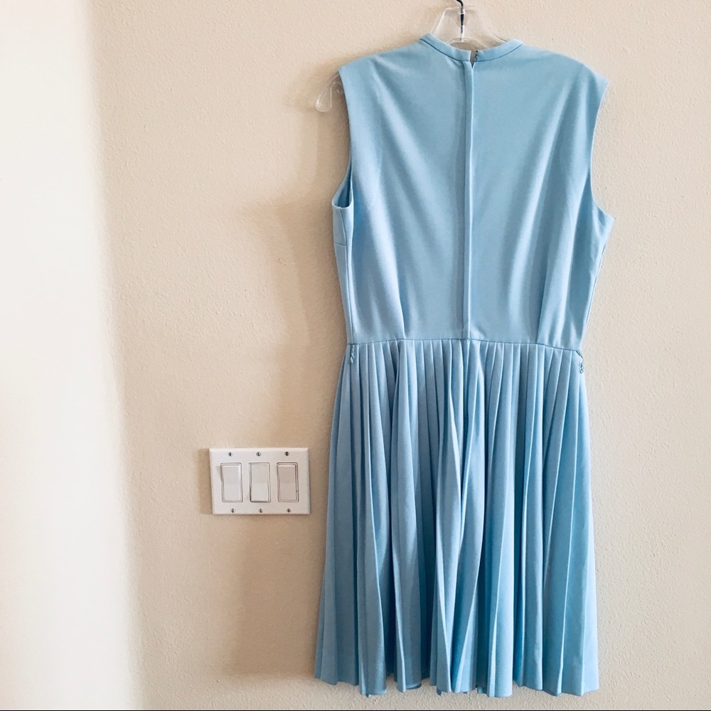Vintage David Crystal Fashion Pleated Dress vtg 14 Light Blue 60’s 70’s mini - Picture 2 of 5